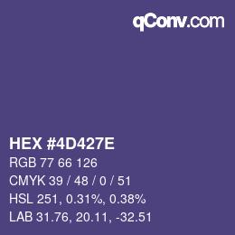Farbcode: HEX #4D427E | qconv.com