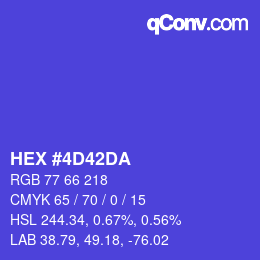 カラーコード: HEX #4D42DA | qconv.com
