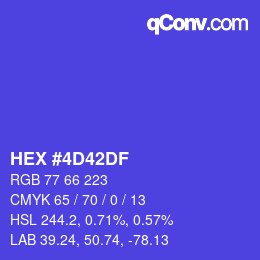 カラーコード: HEX #4D42DF | qconv.com