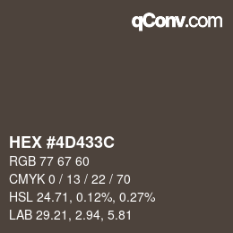 Color code: HEX #4D433C | qconv.com