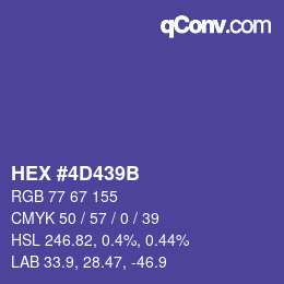 Color code: HEX #4D439B | qconv.com