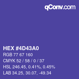 Color code: HEX #4D43A0 | qconv.com