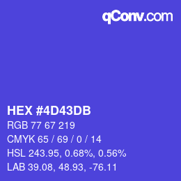 颜色代码: HEX #4D43DB | qconv.com