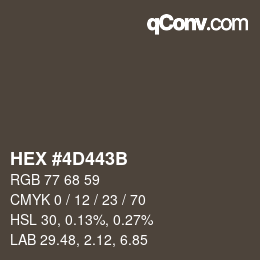 Color code: HEX #4D443B | qconv.com