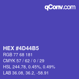 カラーコード: HEX #4D44B5 | qconv.com
