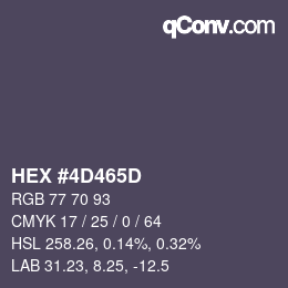 Color code: HEX #4D465D | qconv.com