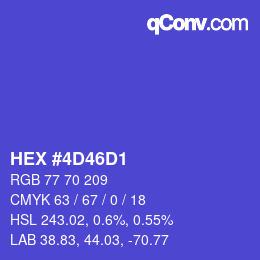 カラーコード: HEX #4D46D1 | qconv.com