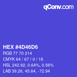 カラーコード: HEX #4D46D6 | qconv.com