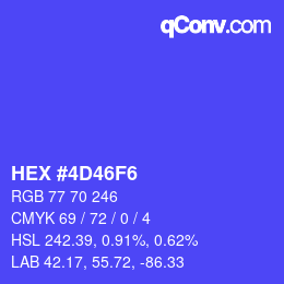Color code: HEX #4D46F6 | qconv.com