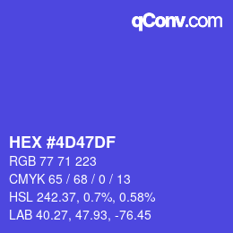 カラーコード: HEX #4D47DF | qconv.com