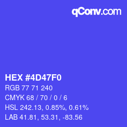 颜色代码: HEX #4D47F0 | qconv.com