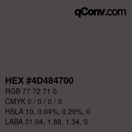 Color code: HEX #4D484700 | qconv.com