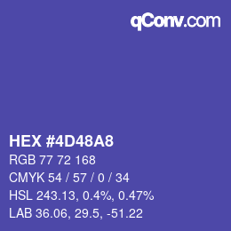颜色代码: HEX #4D48A8 | qconv.com