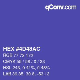 Color code: HEX #4D48AC | qconv.com