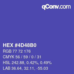 颜色代码: HEX #4D48B0 | qconv.com