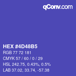 Color code: HEX #4D48B5 | qconv.com