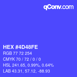 カラーコード: HEX #4D48FE | qconv.com