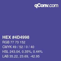 Color code: HEX #4D4998 | qconv.com