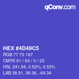 カラーコード: HEX #4D49C5 | qconv.com