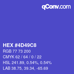 Color code: HEX #4D49C8 | qconv.com