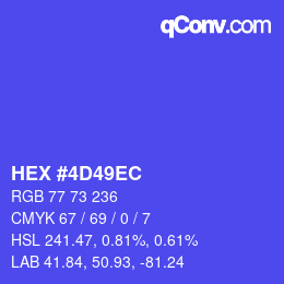 カラーコード: HEX #4D49EC | qconv.com