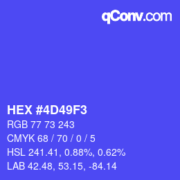 カラーコード: HEX #4D49F3 | qconv.com