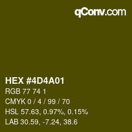 カラーコード: HEX #4D4A01 | qconv.com