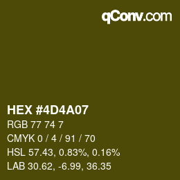 Farbcode: HEX #4D4A07 | qconv.com