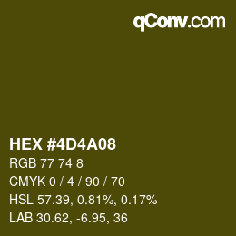 カラーコード: HEX #4D4A08 | qconv.com