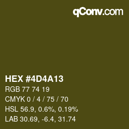 カラーコード: HEX #4D4A13 | qconv.com