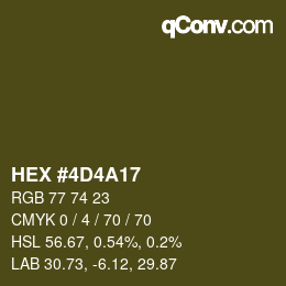 Color code: HEX #4D4A17 | qconv.com