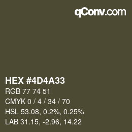 カラーコード: HEX #4D4A33 | qconv.com
