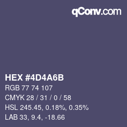 カラーコード: HEX #4D4A6B | qconv.com