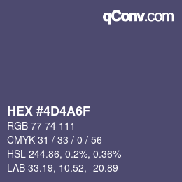 Color code: HEX #4D4A6F | qconv.com