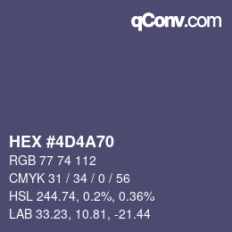 Farbcode: HEX #4D4A70 | qconv.com