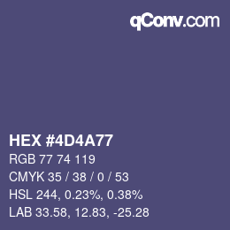 Color code: HEX #4D4A77 | qconv.com