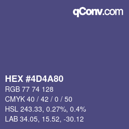 Color code: HEX #4D4A80 | qconv.com