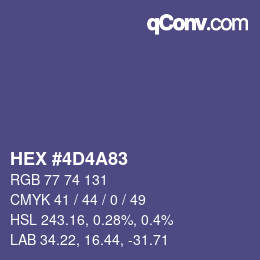颜色代码: HEX #4D4A83 | qconv.com