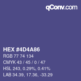 Color code: HEX #4D4A86 | qconv.com