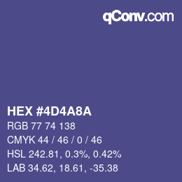 Color code: HEX #4D4A8A | qconv.com