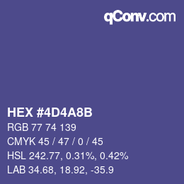 Color code: HEX #4D4A8B | qconv.com