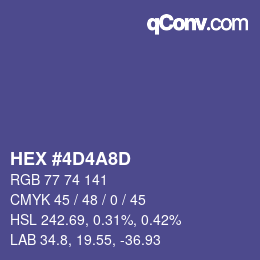颜色代码: HEX #4D4A8D | qconv.com