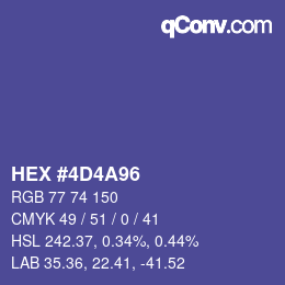 カラーコード: HEX #4D4A96 | qconv.com