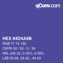 Color code: HEX #4D4A9B | qconv.com