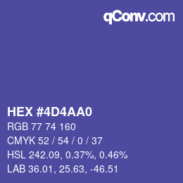 Color code: HEX #4D4AA0 | qconv.com