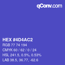 Color code: HEX #4D4AC2 | qconv.com
