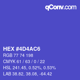 Color code: HEX #4D4AC6 | qconv.com