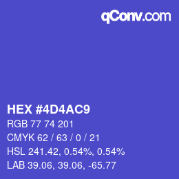 Color code: HEX #4D4AC9 | qconv.com