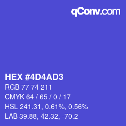 カラーコード: HEX #4D4AD3 | qconv.com
