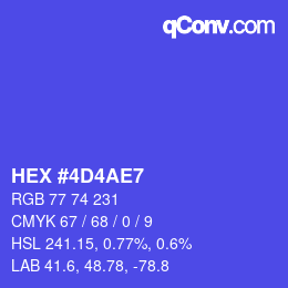 カラーコード: HEX #4D4AE7 | qconv.com
